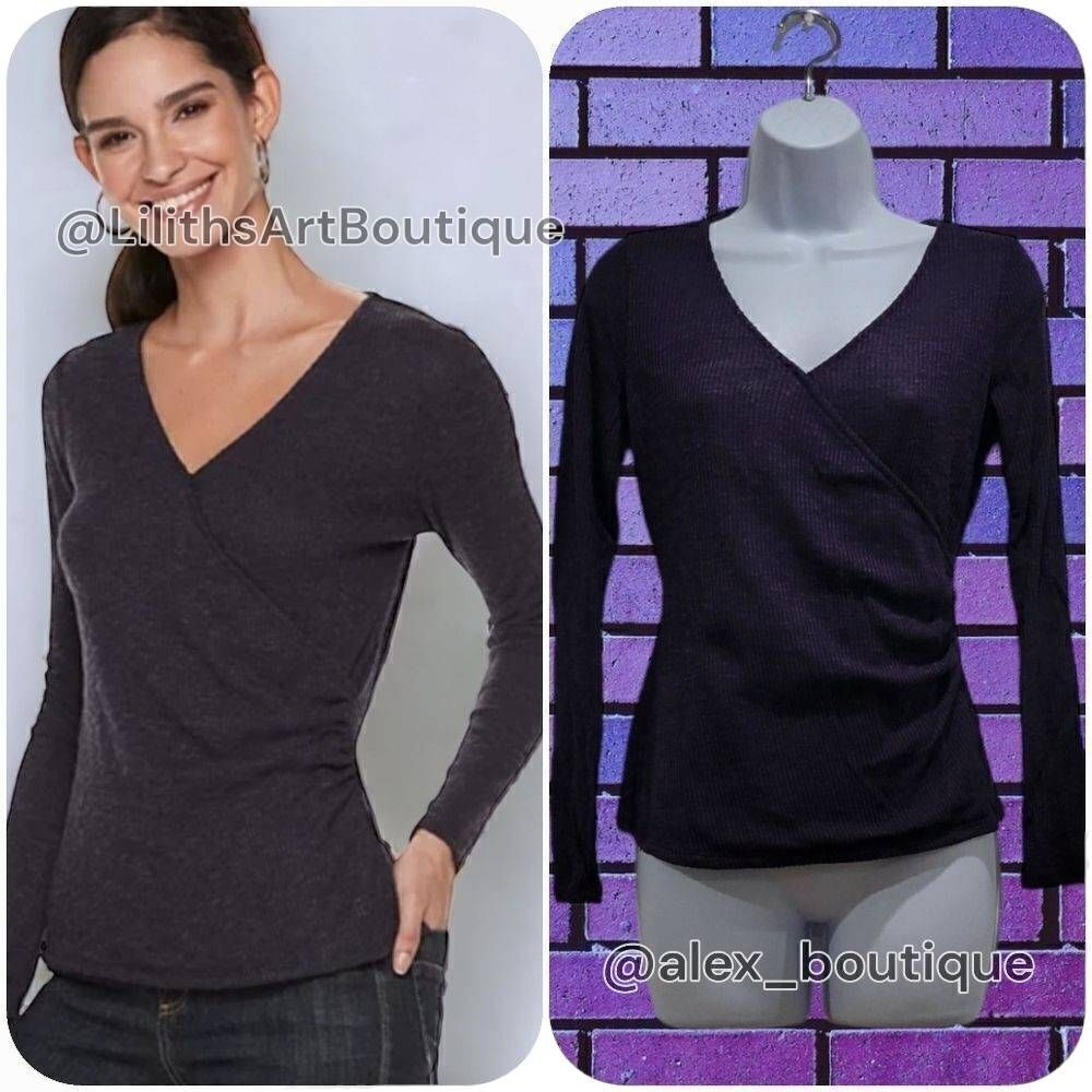 Rock & Republic Runch Wrap Rib-Knit Top(K010)- Size XS for Women